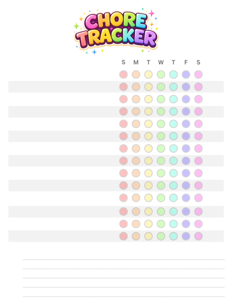 Kids Chore Tracker, Goal Setting, & Weekly Planner (PDF Template)
